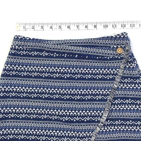 One Way Navy + White Boho Chic Fringe Mini Skirt 6 - Picture 4 of 7